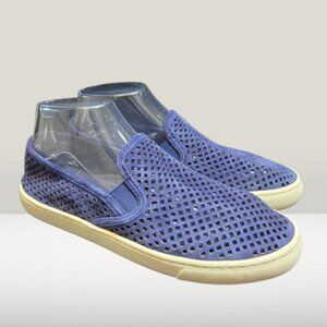 Tory Burch Jesse Navy Perforated Suede Slip-On Sneakers